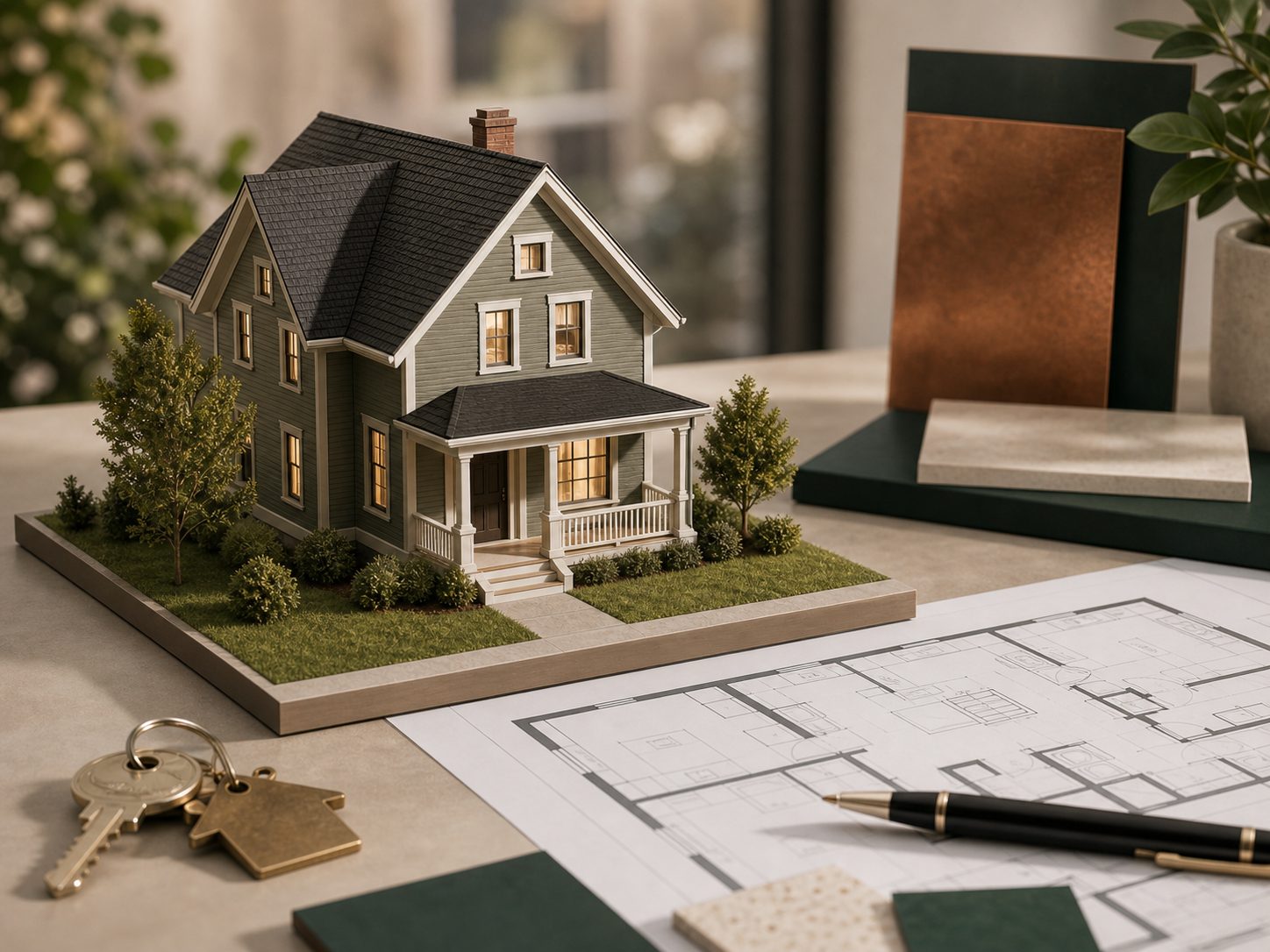 Architectural model of a single-family rental home